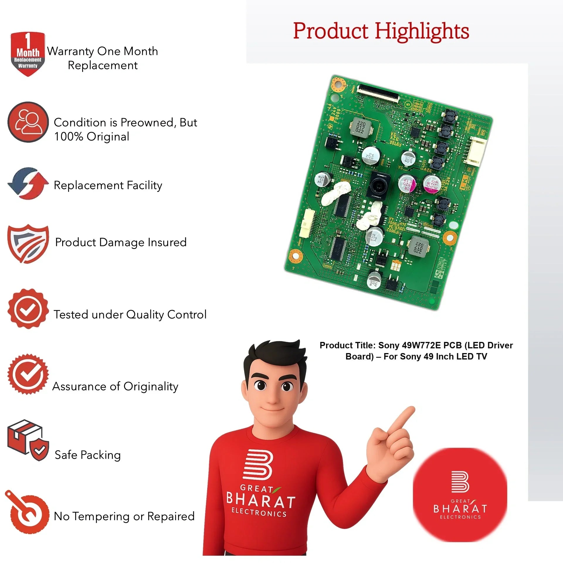 Sony 49W772E PCB (LED Driver Board) – For Sony 49 Inch LED TV - Great Bharat Electronics