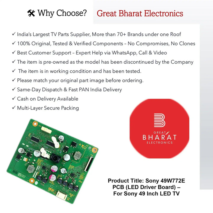 Sony 49W772E PCB (LED Driver Board) – For Sony 49 Inch LED TV - Great Bharat Electronics
