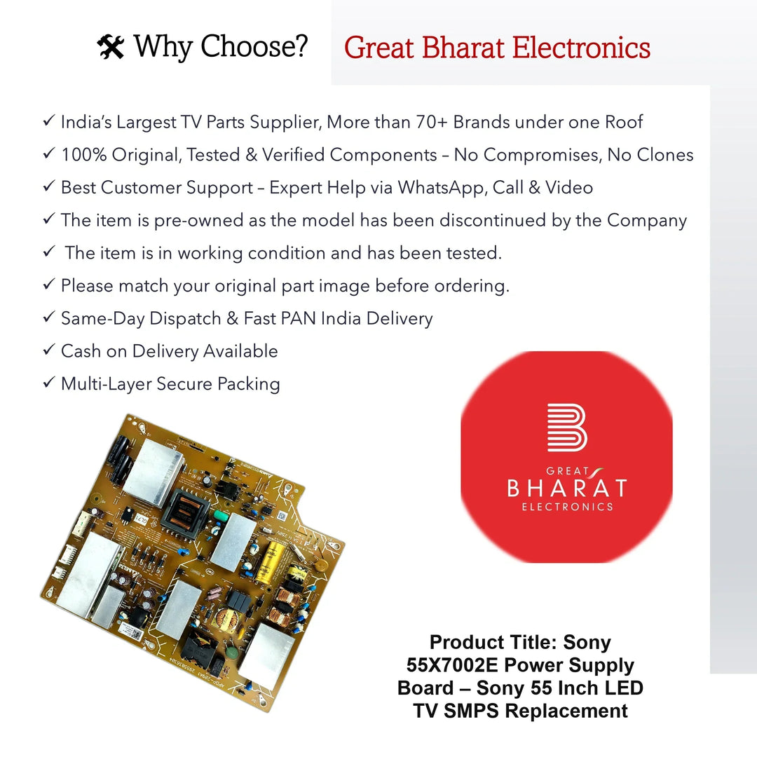 Sony 55X7002E Power Supply Board – Sony 55 Inch LED TV SMPS Replacement - Great Bharat Electronics
