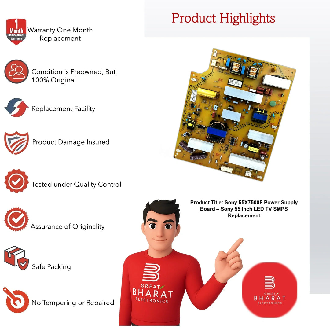 Sony 55X7500F Power Supply Board – Sony 55 Inch LED TV SMPS Replacement - Great Bharat Electronics