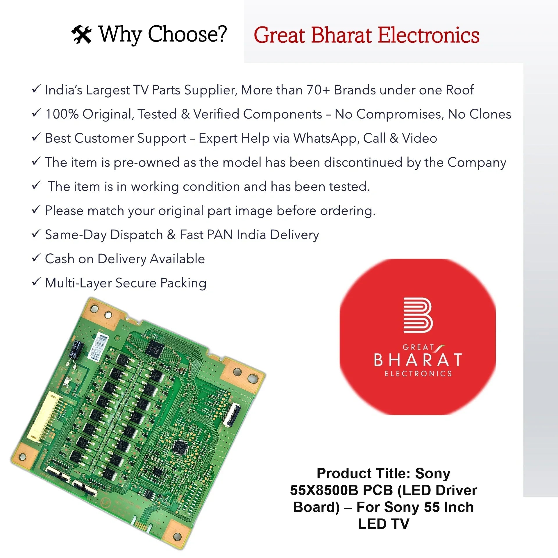 Sony 55X8500B PCB (LED Driver Board) – For Sony 55 Inch LED TV - Great Bharat Electronics