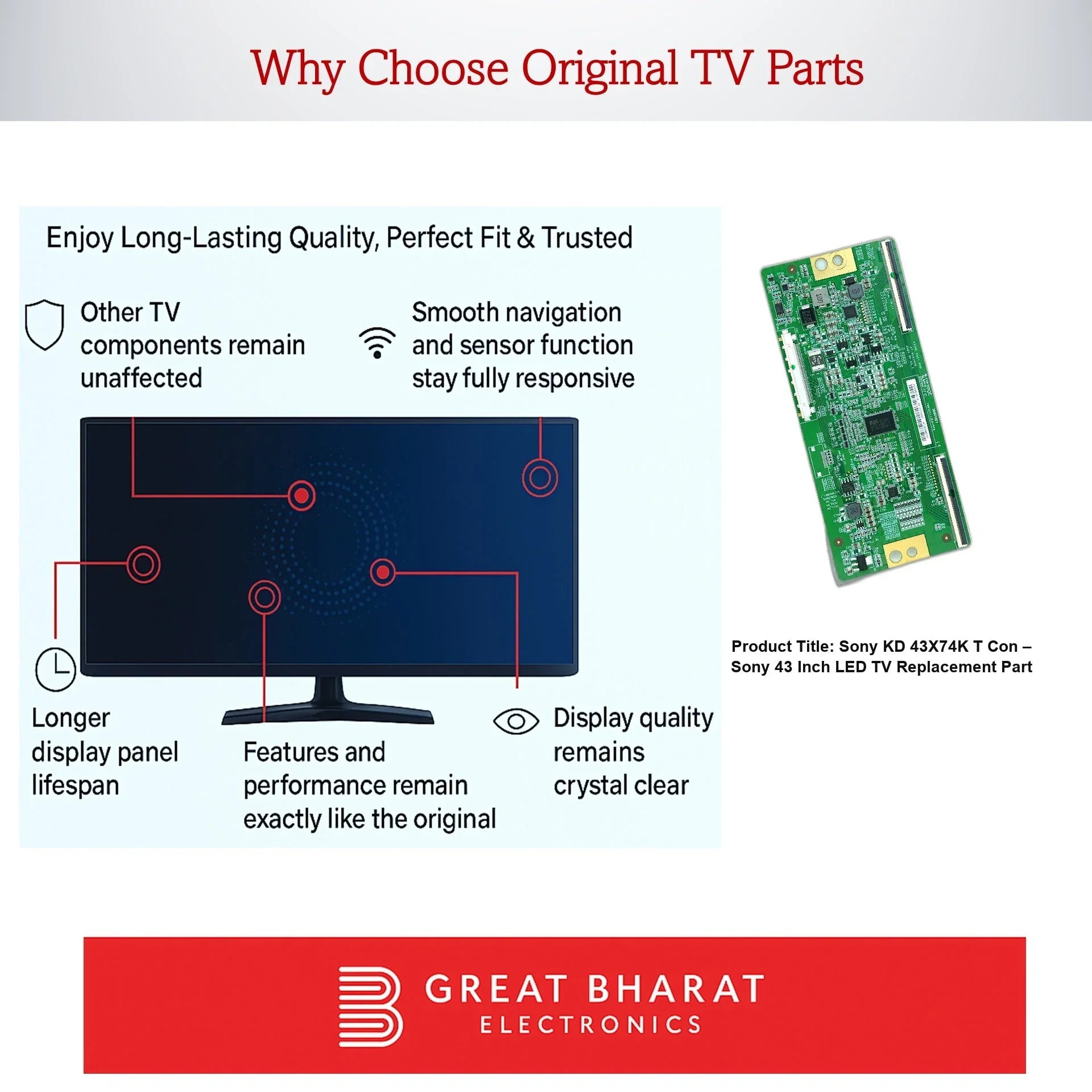 Sony KD 43X74K T-Con Board – Sony 43 Inch LED TV Replacement Part - Great Bharat Electronics