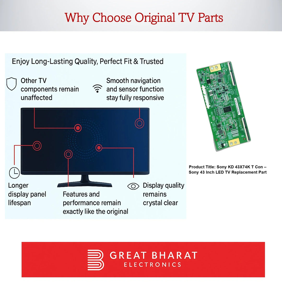 Sony KD 43X74K T-Con Board – Sony 43 Inch LED TV Replacement Part - Great Bharat Electronics