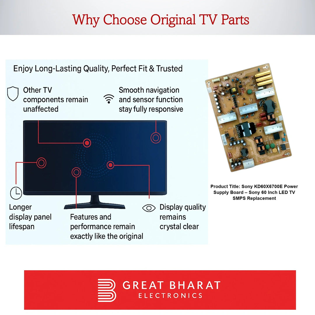 Sony KD60X6700E Power Supply Board – Sony 60 Inch LED TV SMPS Replacement - Great Bharat Electronics