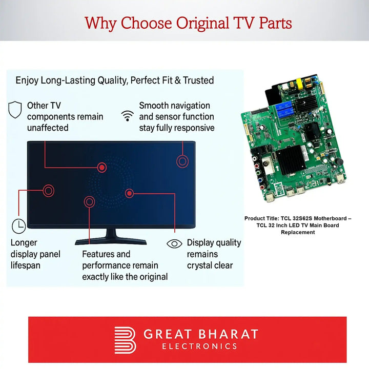 TCL 32S62S Motherboard – TCL 32 Inch LED TV Main Board Replacement - Great Bharat Electronics
