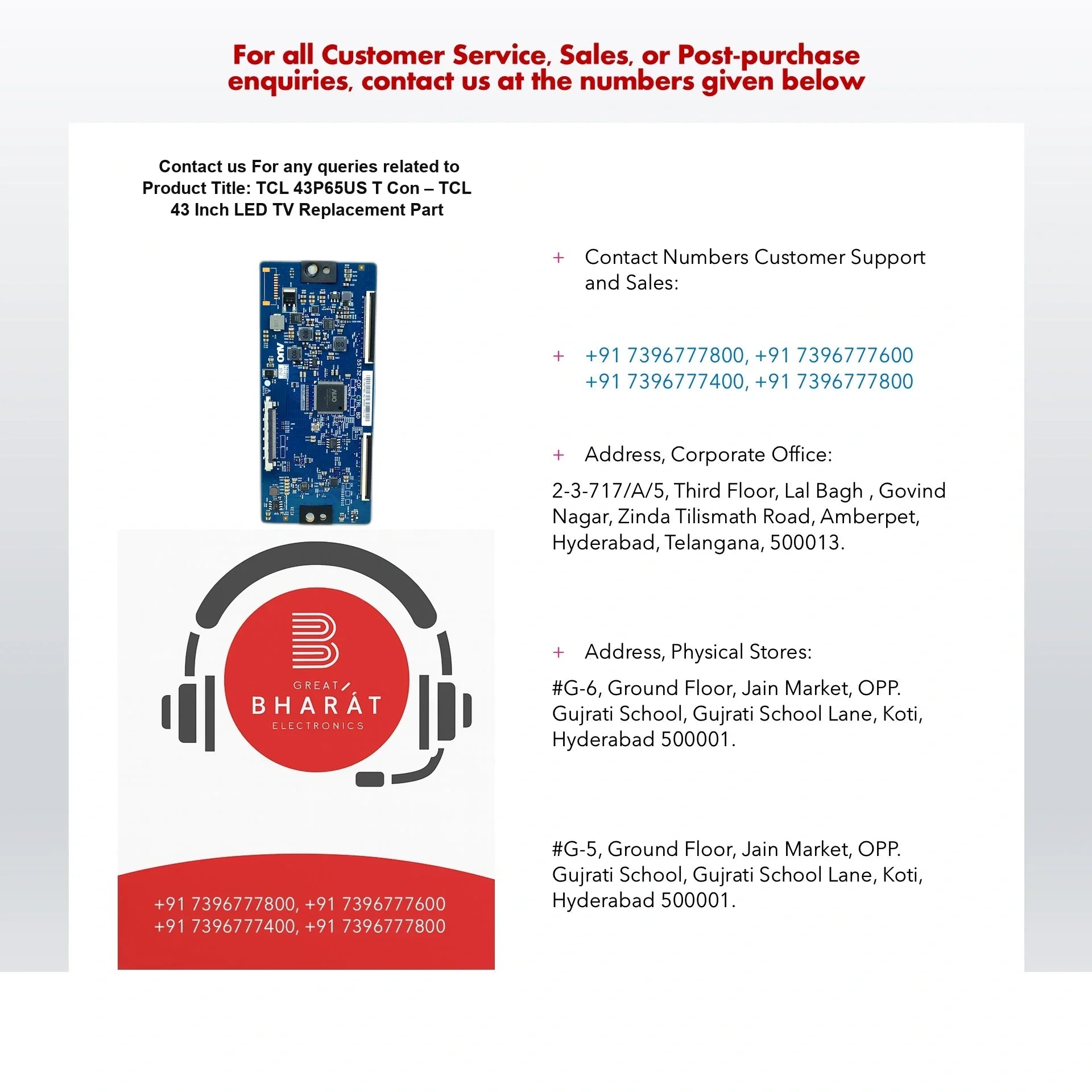TCL 43P65US T-Con Board – TCL 43 Inch LED TV Replacement Part - Great Bharat Electronics