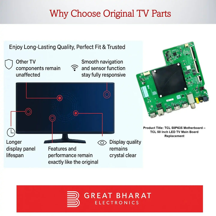 TCL 50P635 Motherboard – TCL 50 Inch LED TV Main Board Replacement - Great Bharat Electronics