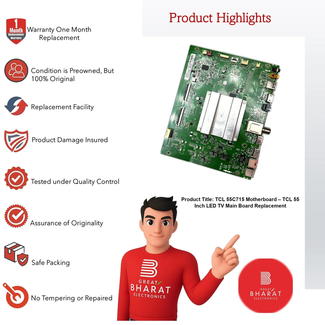 TCL 55C715 Motherboard – TCL 55 Inch LED TV Main Board Replacement - Great Bharat Electronics