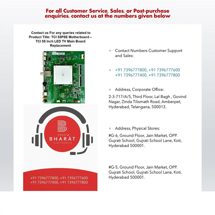 TCl 55P8E Motherboard – TCl 55 Inch LED TV Main Board Replacement - Great Bharat Electronics