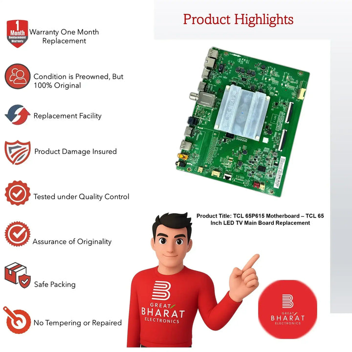 TCL 65P615 Motherboard – TCL 65 Inch LED TV Main Board Replacement - Great Bharat Electronics