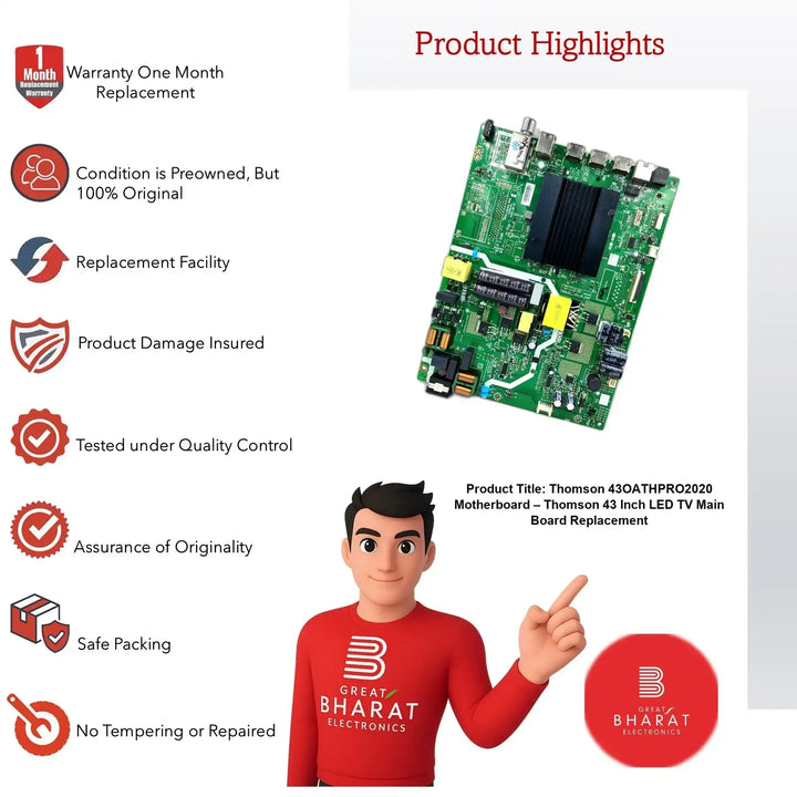 Thomson 43OATHPRO2020 Motherboard – Thomson 43 Inch LED TV Main Board Replacement - Great Bharat Electronics