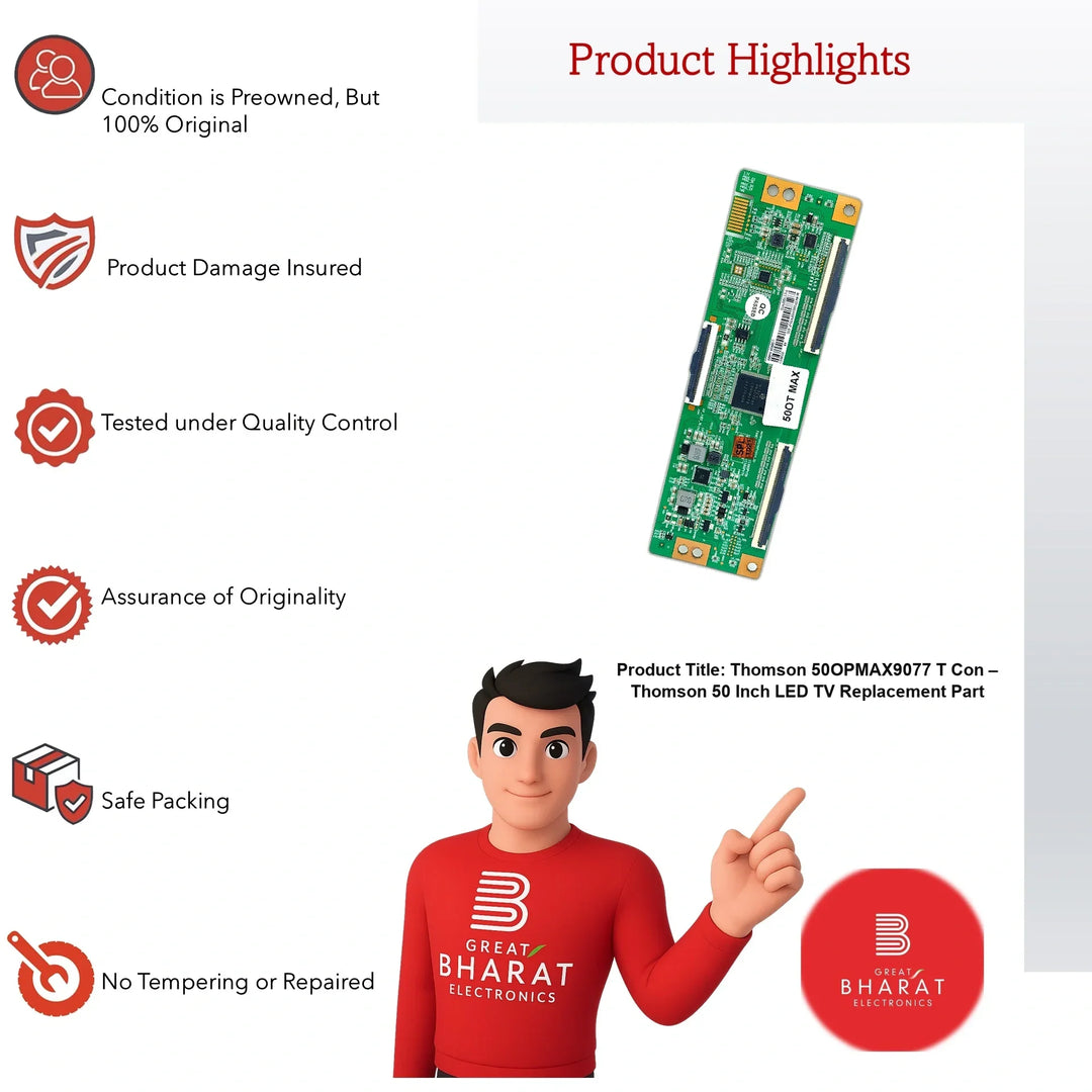 Thomson 50OPMAX9077 T-Con Board – Thomson 50 Inch LED TV Replacement Part - Great Bharat Electronics