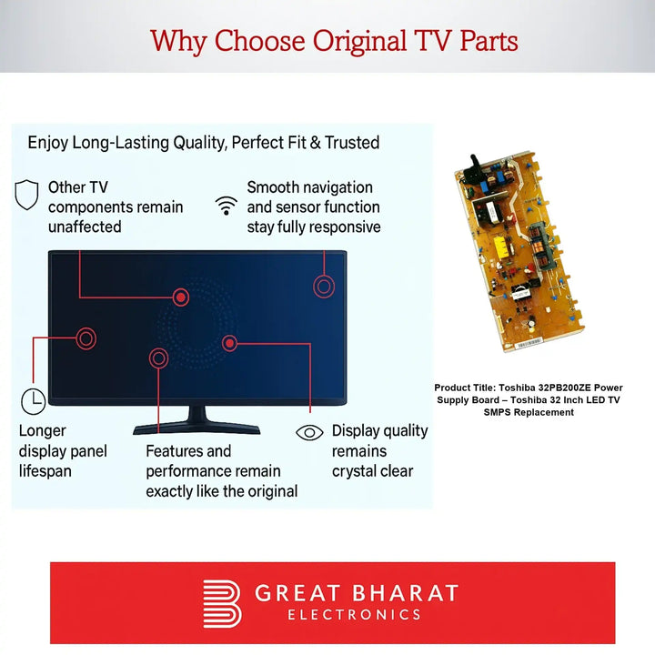 Toshiba 32PB200ZE Power Supply Board – Toshiba 32 Inch LED TV SMPS Replacement - Great Bharat Electronics