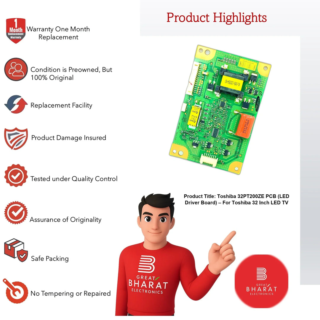Toshiba 32PT200ZE PCB (LED Driver Board) – For Toshiba 32 Inch LED TV - Great Bharat Electronics
