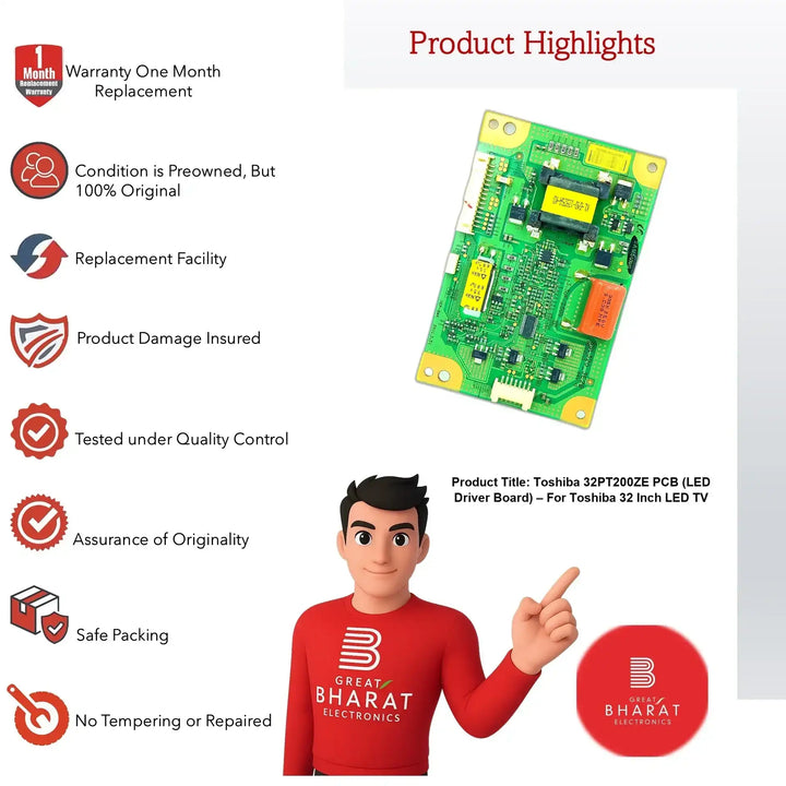 Toshiba 32PT200ZE PCB (LED Driver Board) – For Toshiba 32 Inch LED TV - Great Bharat Electronics