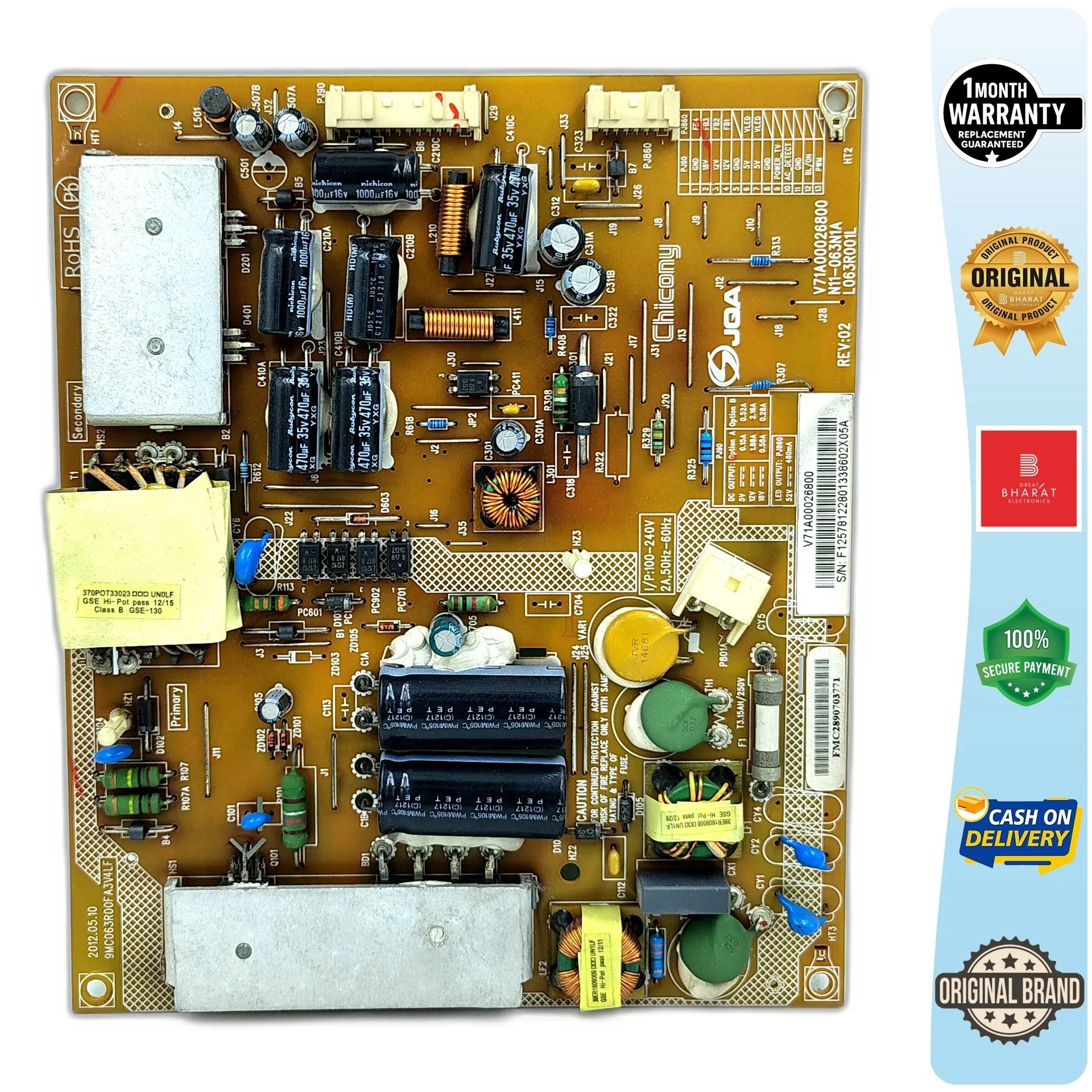 Toshiba 32PX200ZE Power Supply Board – Toshiba 32 Inch LED TV SMPS Replacement - Great Bharat Electronics