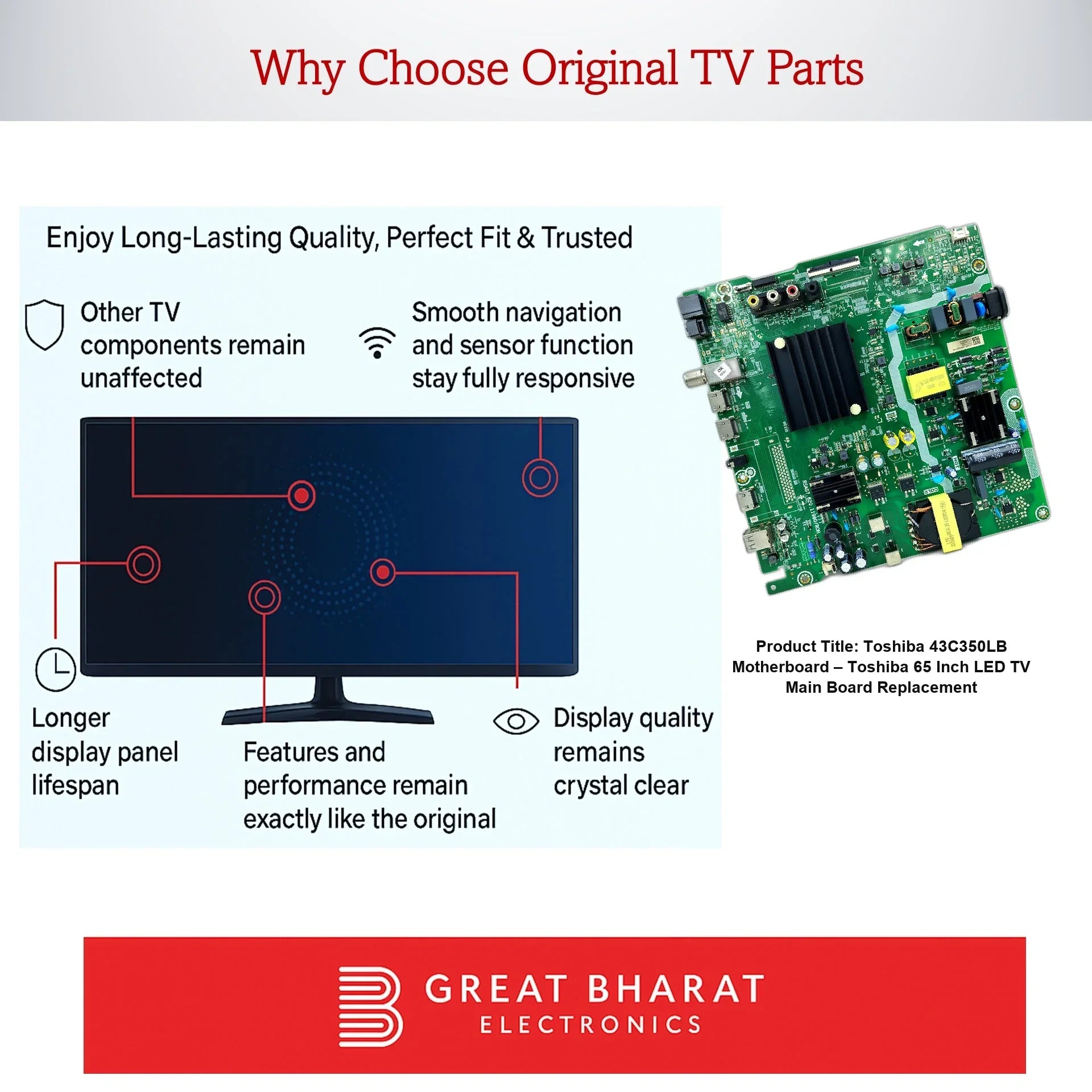 Toshiba 43C350LB Motherboard – Toshiba 65 Inch LED TV Main Board Replacement - Great Bharat Electronics