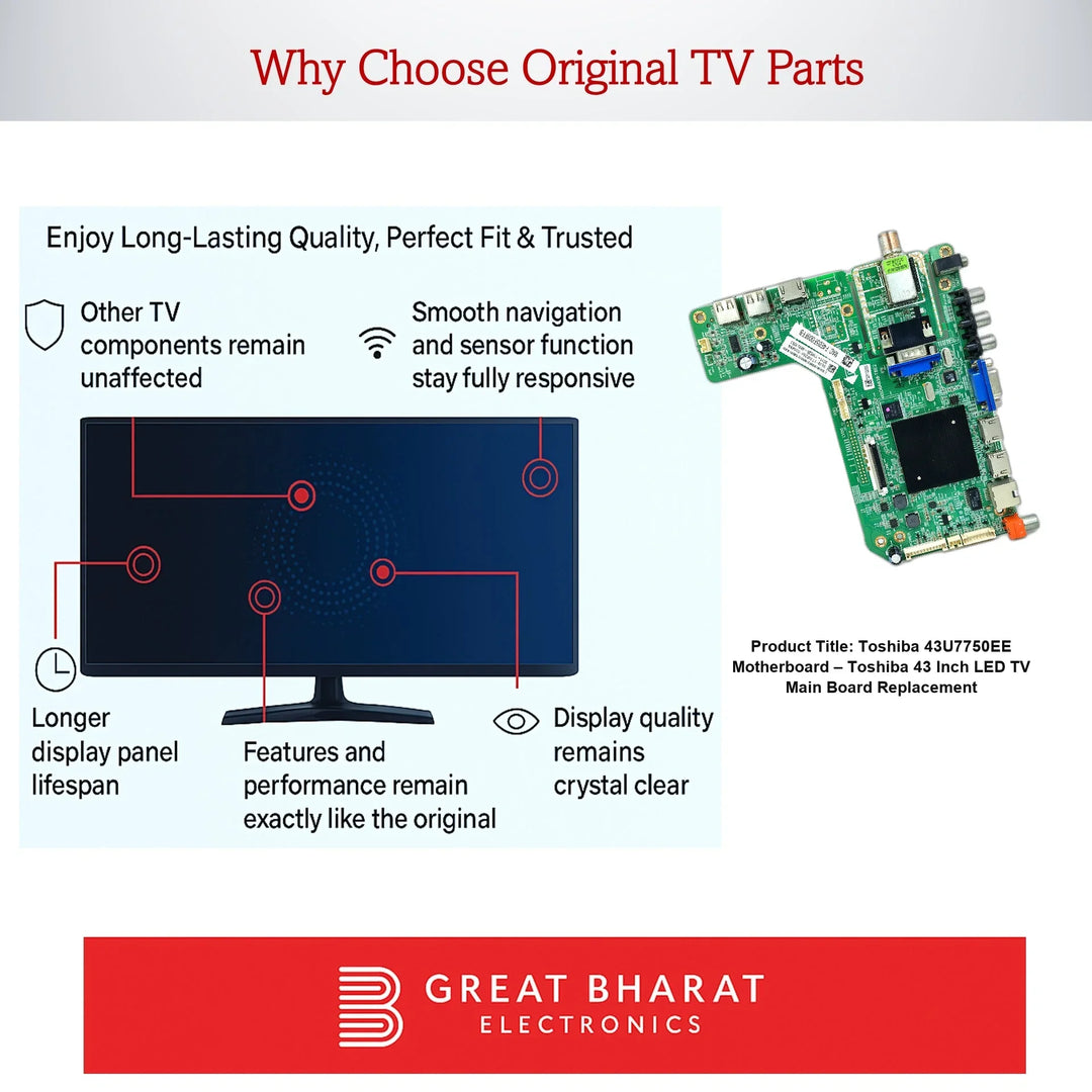 Toshiba 43U7750EE Motherboard – Toshiba 43 Inch LED TV Main Board Replacement - Great Bharat Electronics