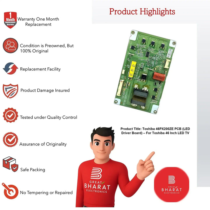 Toshiba 46PX200ZE PCB (LED டிரைவர் போர்டு) – இதற்காக Toshiba 46 அங்குலம் LED TV - Great Bharat Electronics