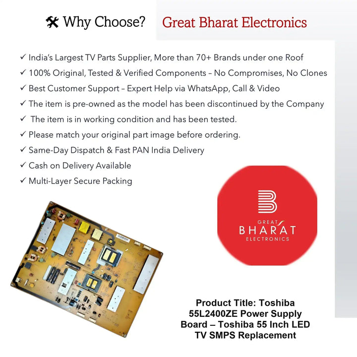 Toshiba 55L2400ZE పవర్ సప్లై బోర్డ్ – Toshiba 55 అంగుళం LED TV SMPS భర్తీ - Great Bharat Electronics