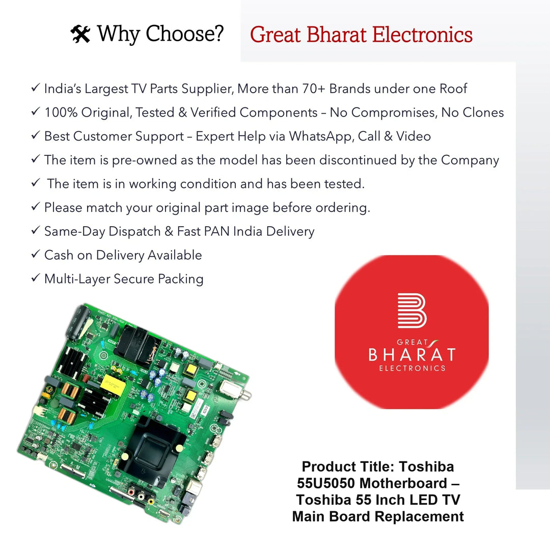 Toshiba 55U5050 Motherboard – Toshiba 55 Inch LED TV Main Board Replacement - Great Bharat Electronics
