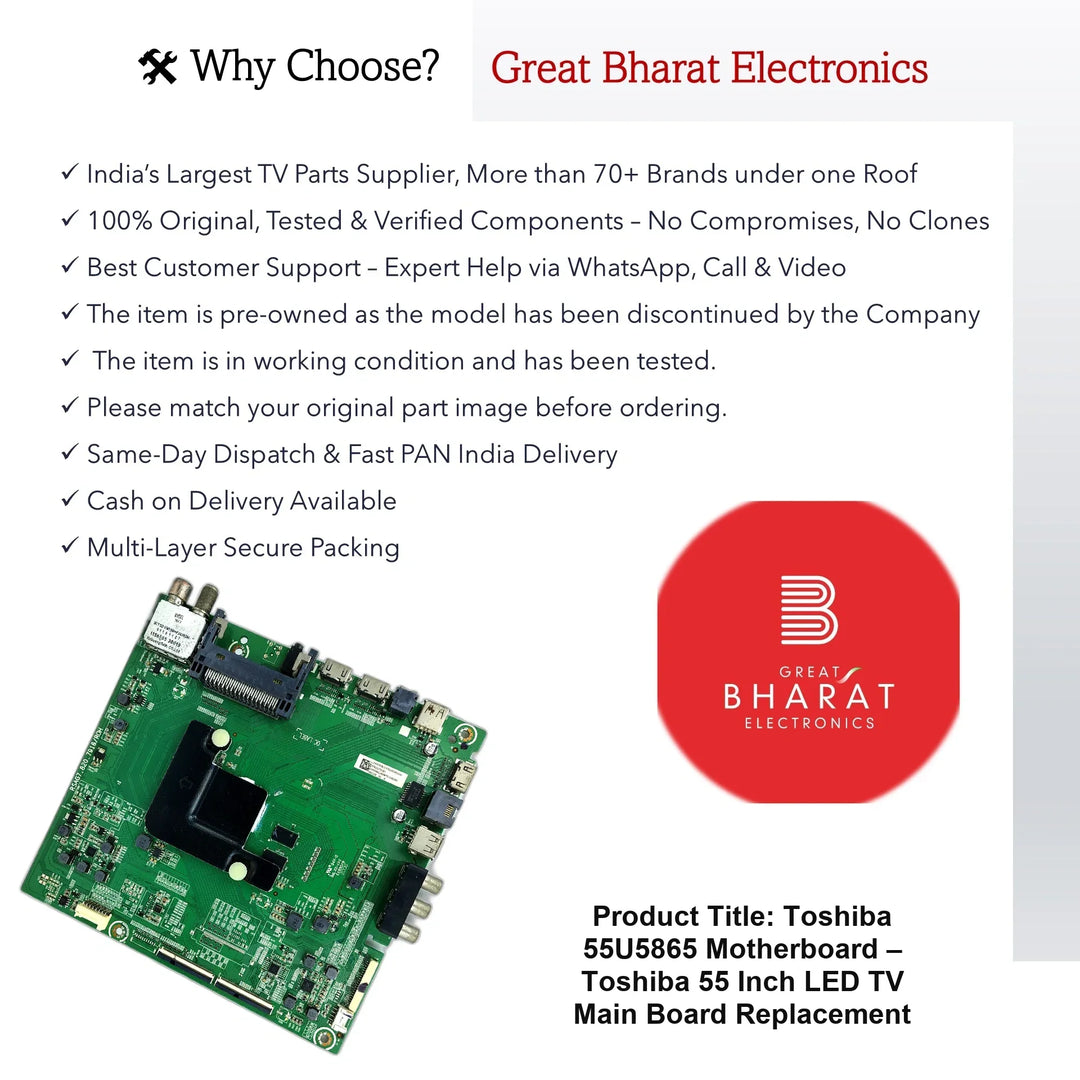 Toshiba 55U5865 Motherboard – Toshiba 55 Inch LED TV Main Board Replacement - Great Bharat Electronics