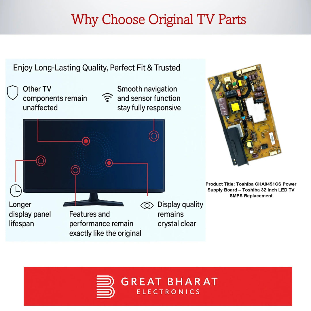 Toshiba CHA0451CS Power Supply Board – Toshiba 32 Inch LED TV SMPS Replacement - Great Bharat Electronics