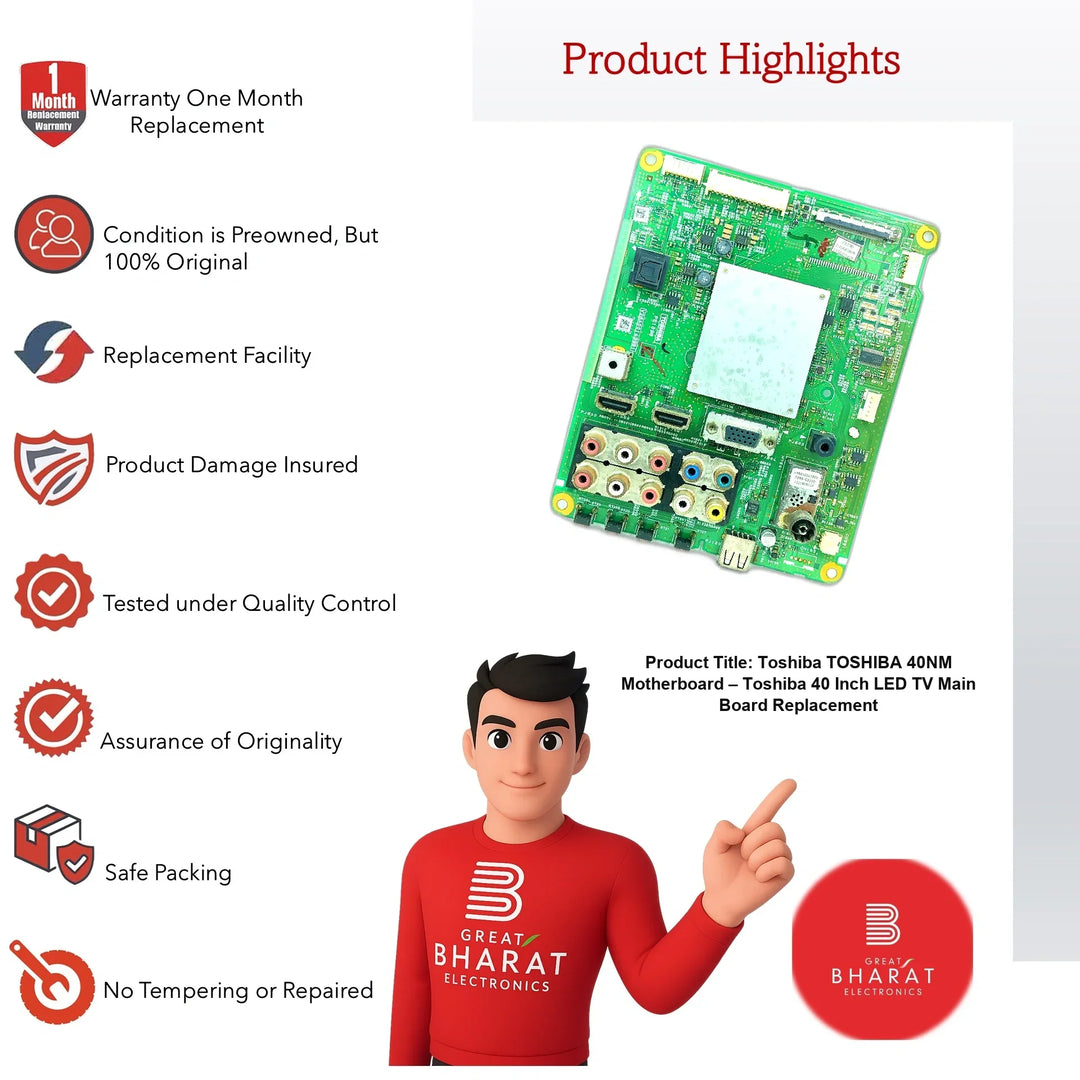 Toshiba TOSHIBA-40NM Motherboard – Toshiba 40 Inch LED TV Main Board Replacement - Great Bharat Electronics