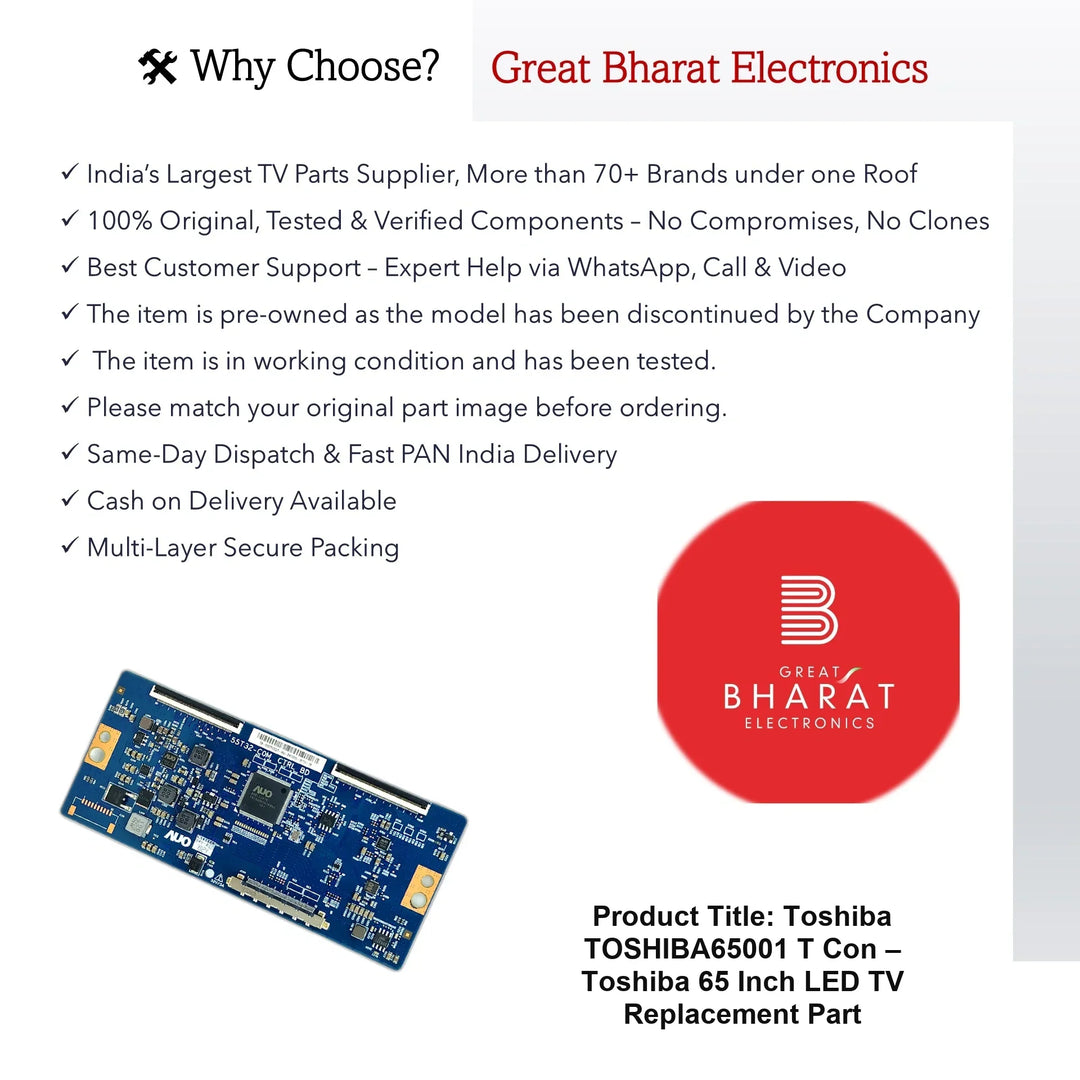 Toshiba TOSHIBA65001 T-Con Board – Toshiba 65 Inch LED TV Replacement Part - Great Bharat Electronics