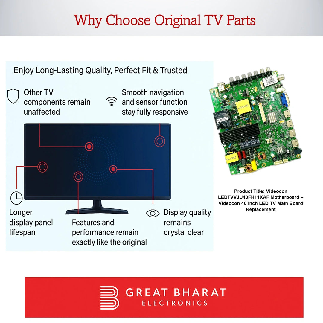 Videocon LEDTVVJU40FH11XAF Motherboard – Videocon 40 Inch LED TV Main Board Replacement - Great Bharat Electronics