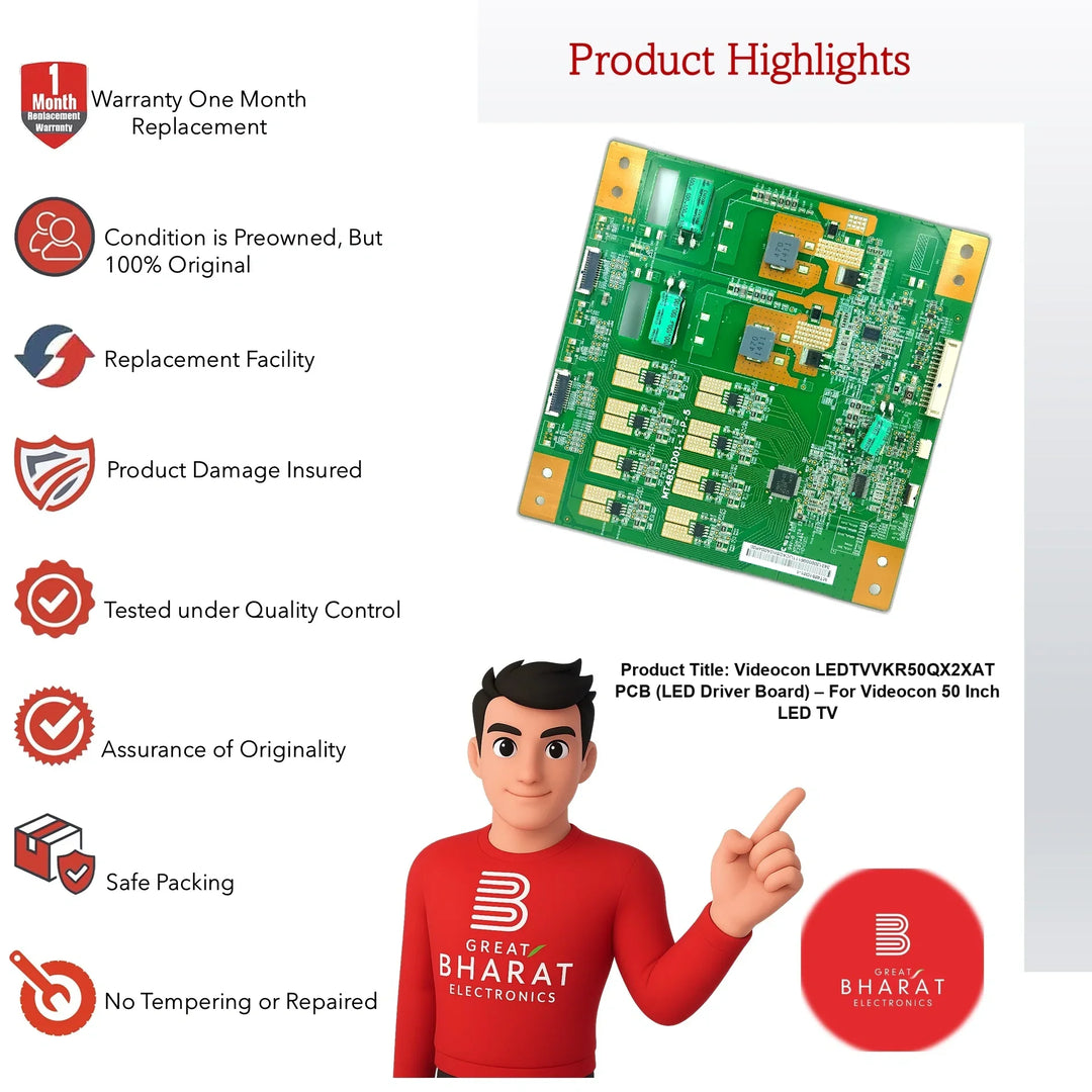 Videocon LEDTVVKR50QX2XAT PCB (LED Driver Board) – For Videocon 50 Inch LED TV - Great Bharat Electronics