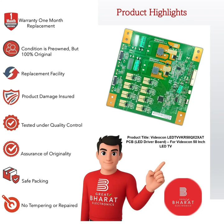 Videocon LEDTVVKR50QX2XAT PCB (LED Driver Board) – For Videocon 50 Inch LED TV - Great Bharat Electronics