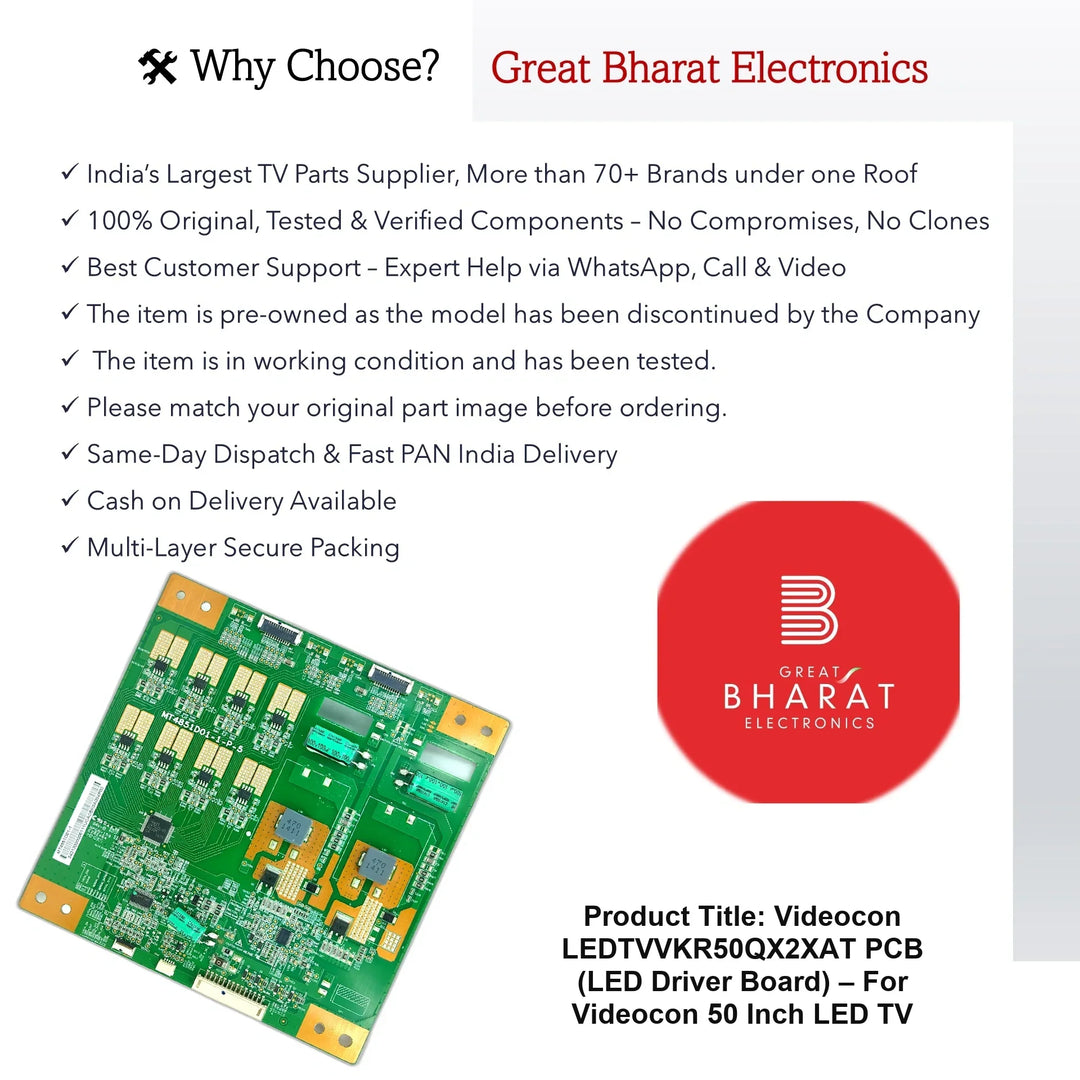 Videocon LEDTVVKR50QX2XAT PCB (LED Driver Board) – For Videocon 50 Inch LED TV - Great Bharat Electronics
