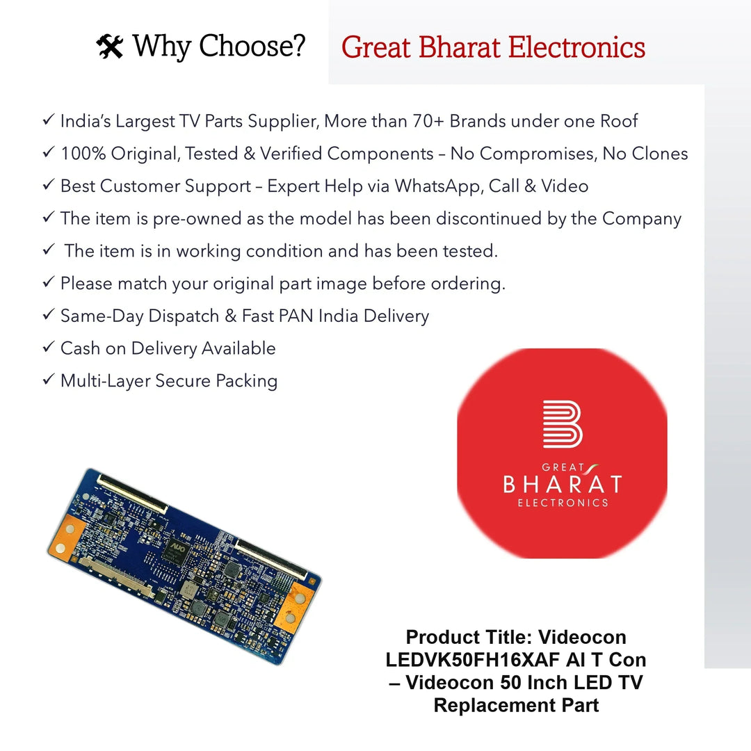 Videocon LEDVK50FH16XAF-AI T-Con Board – Videocon 50 Inch LED TV Replacement Part - Great Bharat Electronics