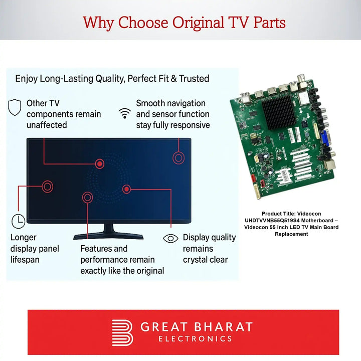 Videocon UHDTVVNB55Q519S4 Motherboard – Videocon 55 Inch LED TV Main Board Replacement - Great Bharat Electronics