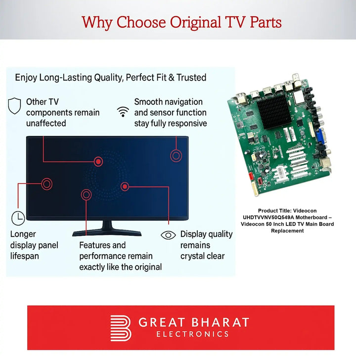 Videocon UHDTVVNV50Q549A Motherboard – Videocon 50 Inch LED TV Main Board Replacement - Great Bharat Electronics