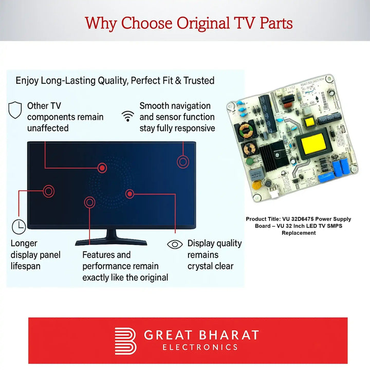 VU 32D6475 Power Supply Board – VU 32 Inch LED TV SMPS Replacement - Great Bharat Electronics