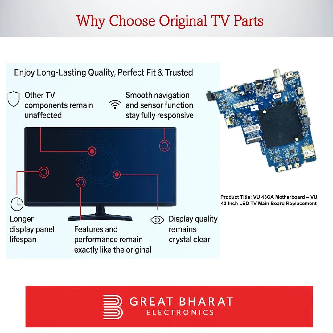 VU 43CA Motherboard – VU 43 Inch LED TV Main Board Replacement - Great Bharat Electronics