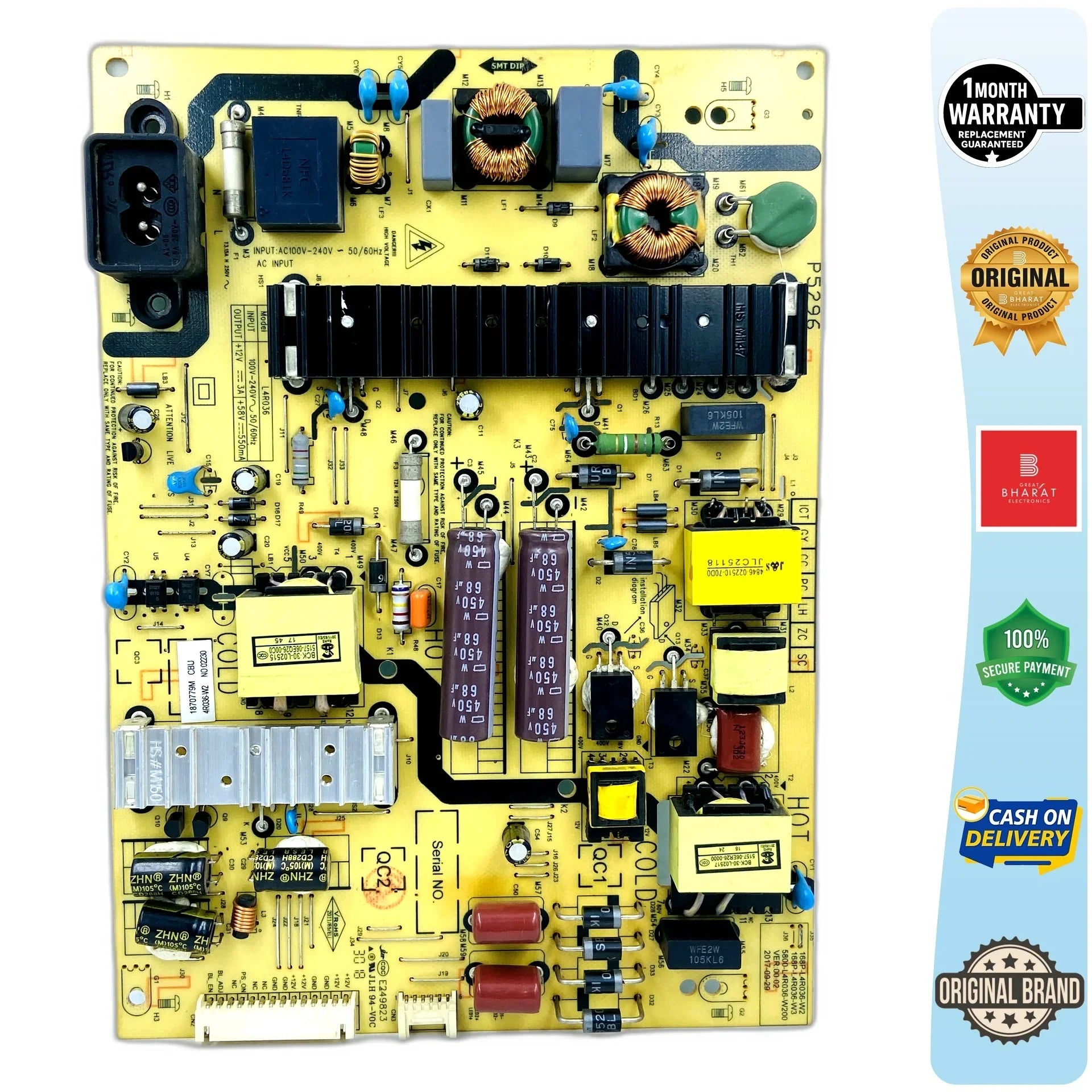 VU 43SU Power Supply Board – VU 43 Inch LED TV SMPS Replacement - Great Bharat Electronics