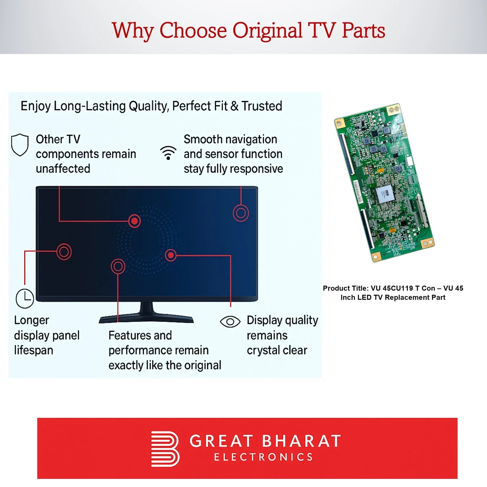 VU 45CU119 T-Con Board – VU 45 Inch LED TV Replacement Part - Great Bharat Electronics
