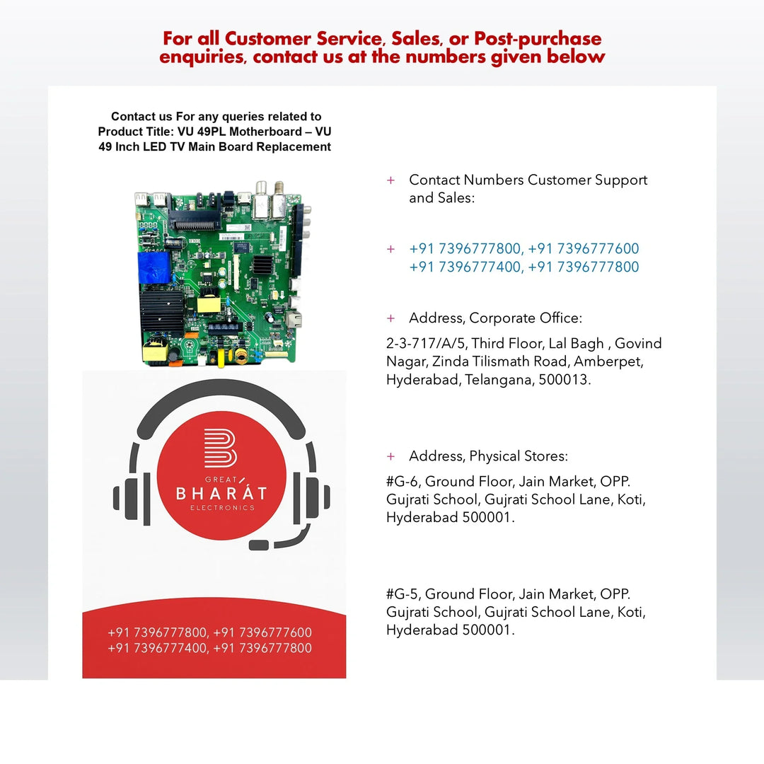 VU 49PL Motherboard – VU 49 Inch LED TV Main Board Replacement - Great Bharat Electronics