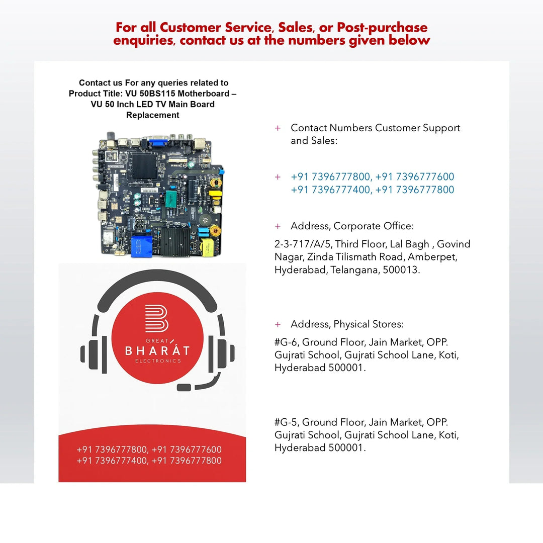 VU 50BS115 Motherboard – VU 50 Inch LED TV Main Board Replacement - Great Bharat Electronics