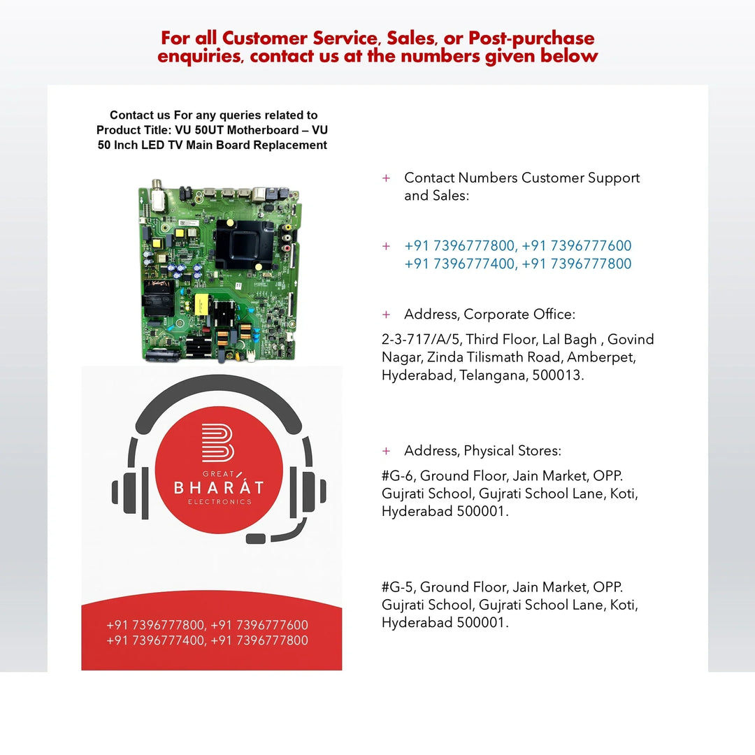VU 50UT Motherboard – VU 50 Inch LED TV Main Board Replacement - Great Bharat Electronics