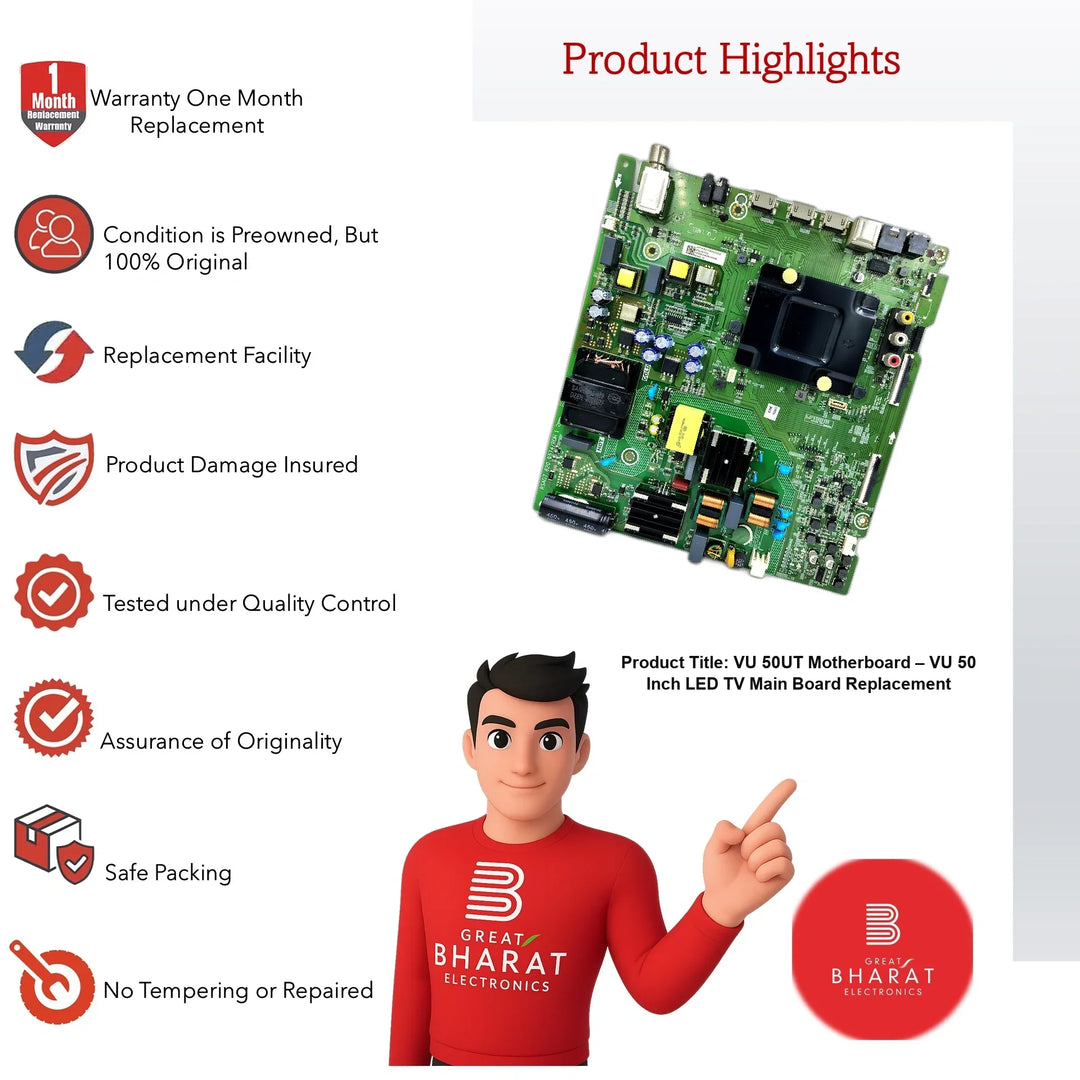 VU 50UT Motherboard – VU 50 Inch LED TV Main Board Replacement - Great Bharat Electronics