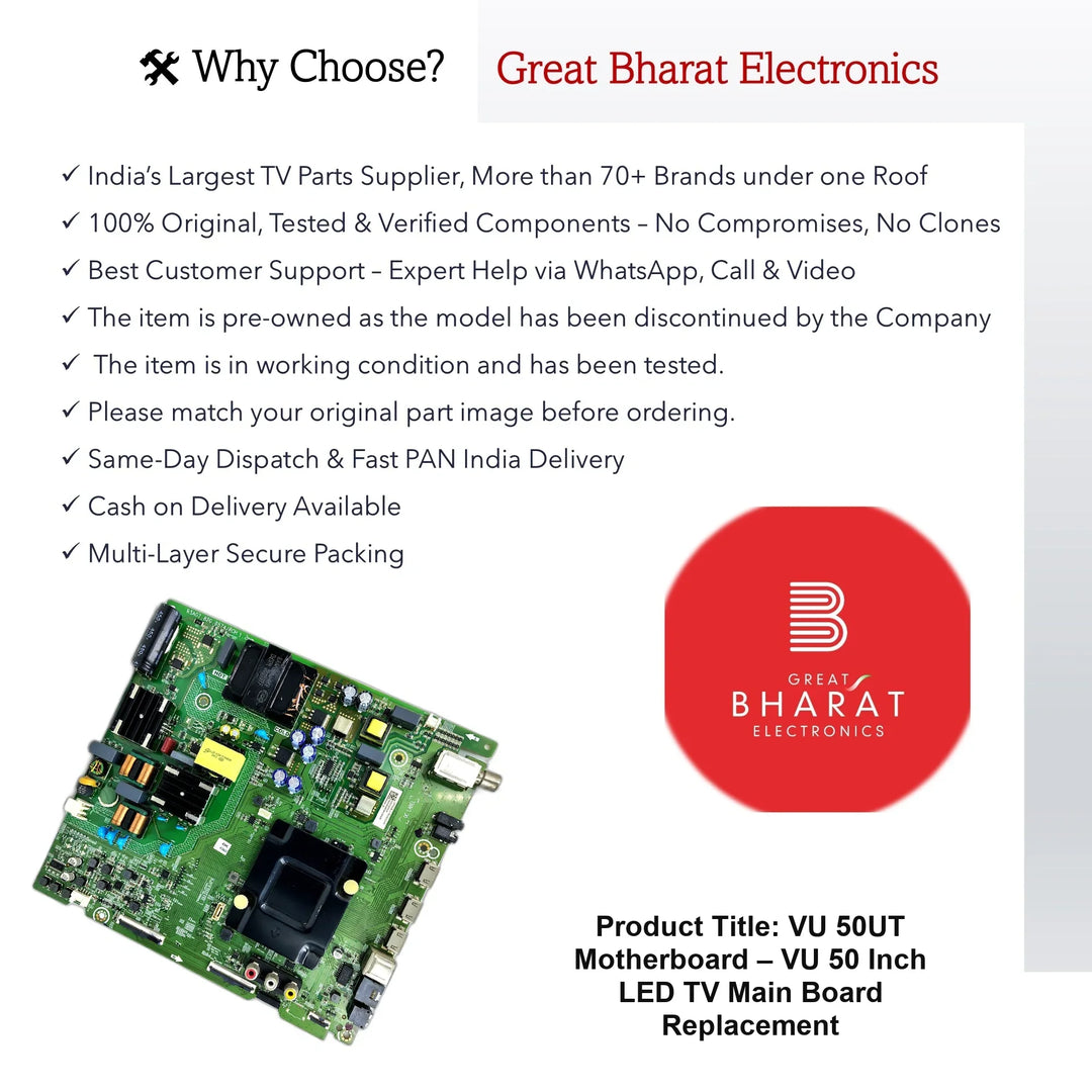 VU 50UT Motherboard – VU 50 Inch LED TV Main Board Replacement - Great Bharat Electronics