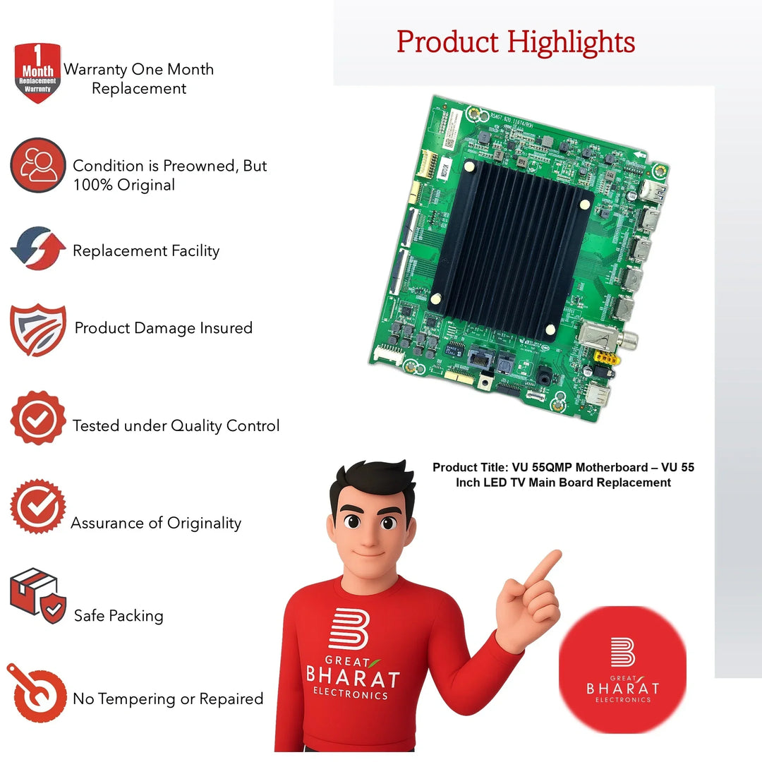 VU 55QMP Motherboard – VU 55 Inch LED TV Main Board Replacement - Great Bharat Electronics