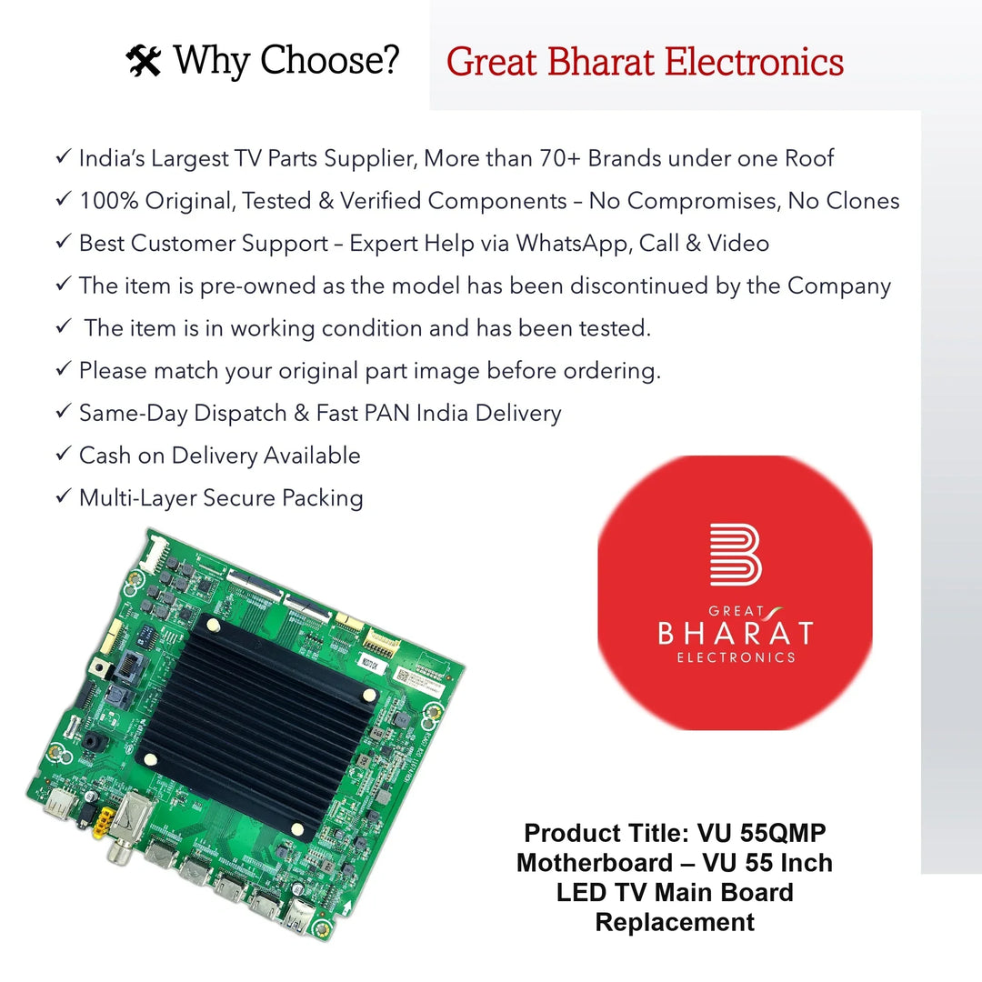 VU 55QMP Motherboard – VU 55 Inch LED TV Main Board Replacement - Great Bharat Electronics