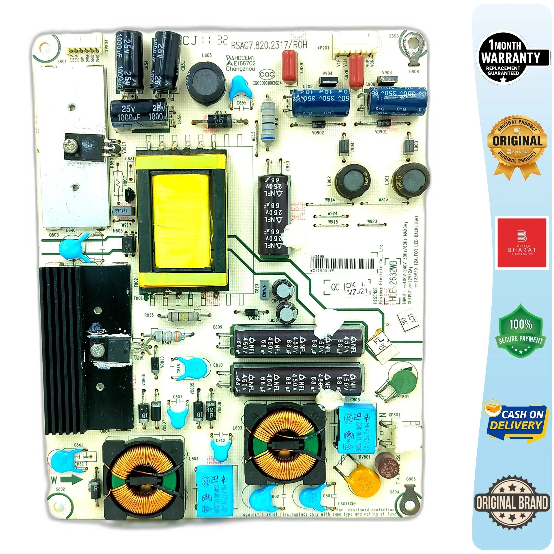 VU LED32K21 Power Supply Board – VU 32 Inch LED TV SMPS Replacement - Great Bharat Electronics