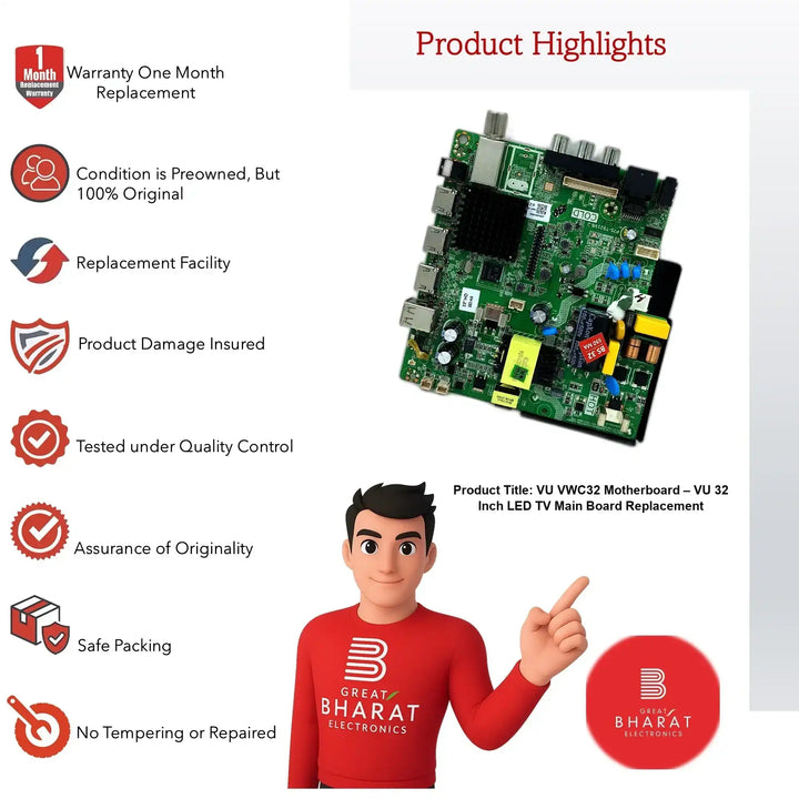 VU VWC32 Motherboard – VU 32 Inch LED TV Main Board Replacement - Great Bharat Electronics