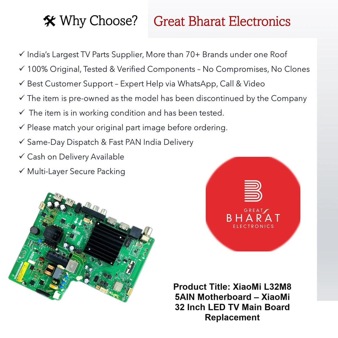 XiaoMi L32M8-5AIN Motherboard – XiaoMi 32 Inch LED TV Main Board Replacement - Great Bharat Electronics